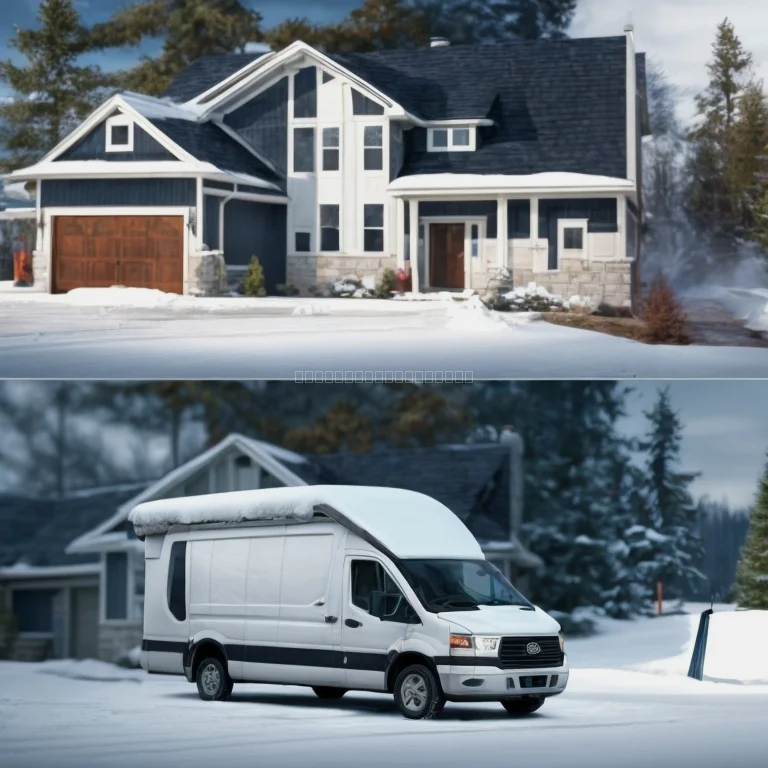 A technician inspecting a home exterior in winter conditions